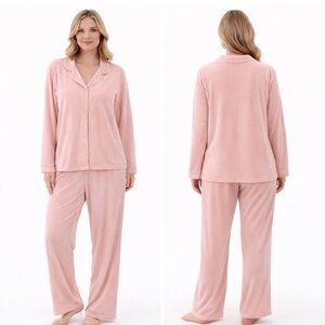 Söft NWT Pink 2-Piece Pajama Set XL Button Front Top Lounge Sleepwear